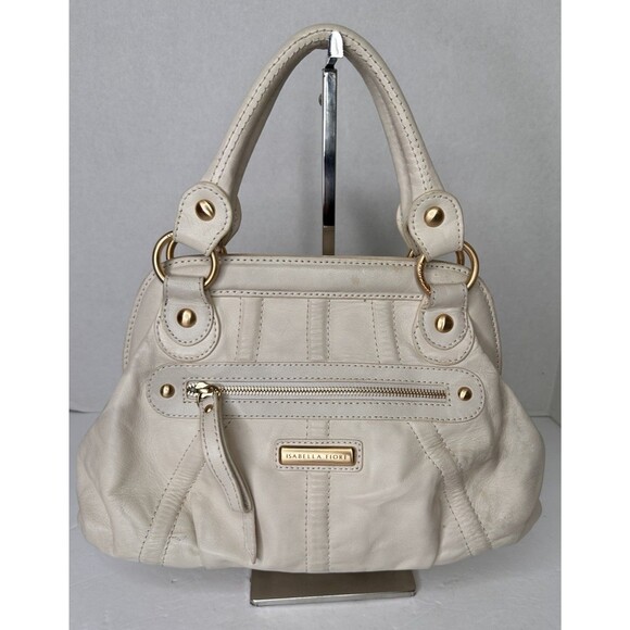 Rare Y2K Isabella Fiore  Leather Handbag Satchel Cream Ruffle Detail Gorgeous - Picture 1 of 14